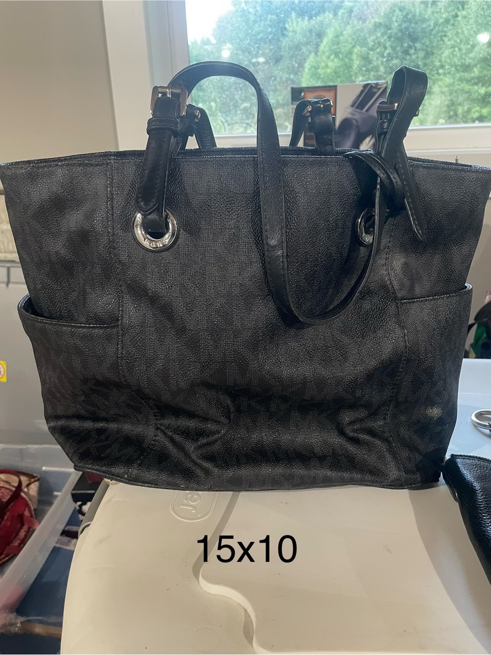 Michael Kors Black Tote with Silver Grommet Accents
